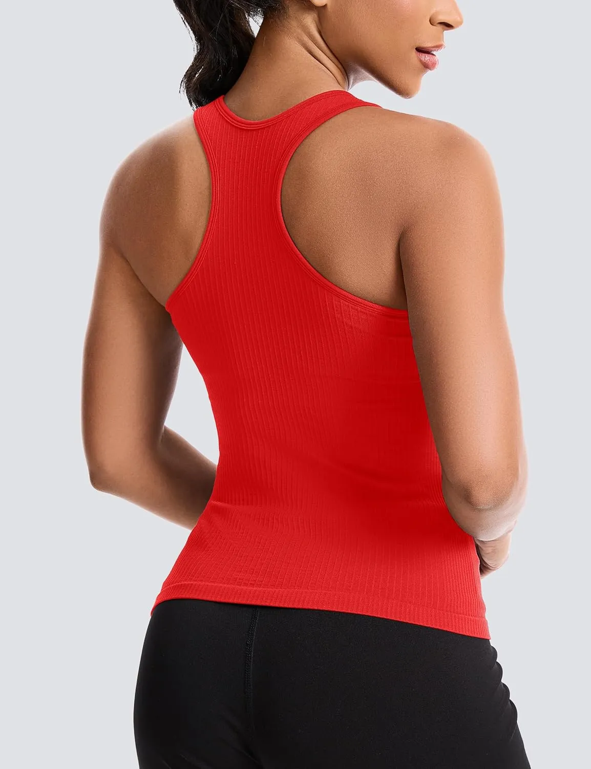 MathCat Women's Workout Tank Top with Built-in Bra, Slight V-Neck Racerback Sports Shirt, Breathable Athletic Camisole