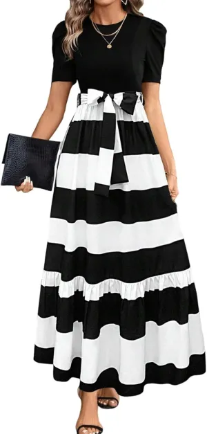 Maxi Dresses for Women 2025,Womens Easter Dresses Wedding Guest Plus Size Formal Spring Summer Dress Patchwork