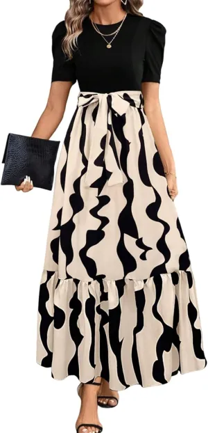 Maxi Dresses for Women 2025,Womens Easter Dresses Wedding Guest Plus Size Formal Spring Summer Dress Patchwork