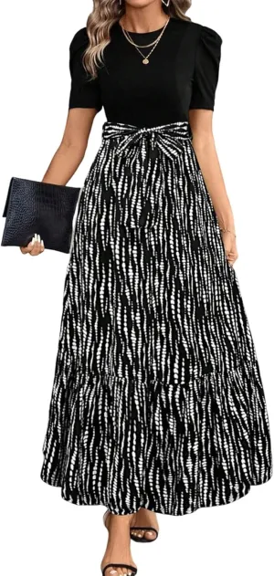 Maxi Dresses for Women 2025,Womens Easter Dresses Wedding Guest Plus Size Formal Spring Summer Dress Patchwork