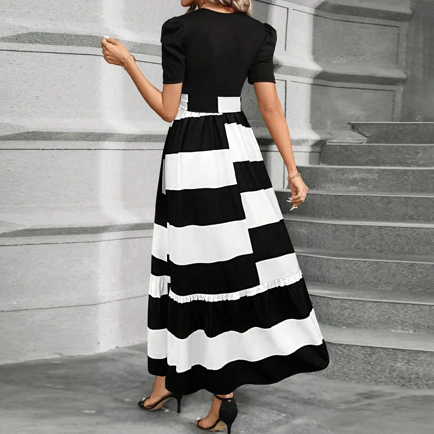 Maxi Dresses for Women 2025,Womens Easter Dresses Wedding Guest Plus Size Formal Spring Summer Dress Patchwork