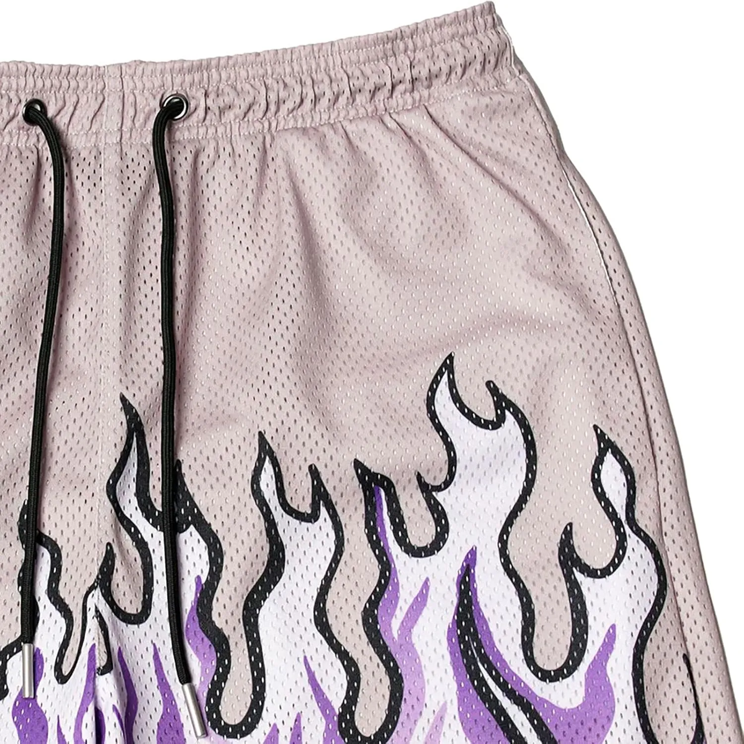 MECH-ENG Mens Graphic Shorts Flame Workout Running Drawstring Shorts Retro Mesh Boxing Basketball Shorts