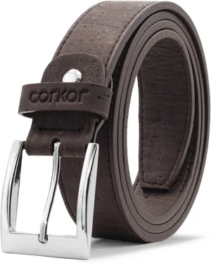 Men Cork Belt - Vegan Leather - Belt for Men Brown Black Color Durable, Adjustable, Non-Leather 1 1/8" for Casual Wear