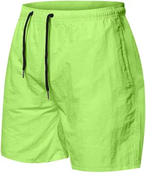 Men's Athletic Running Shorts Quick Dry Solid Color Workout Drawstring Shorts Lightweight Sports Basketball Shorts
