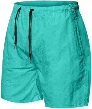 Men's Athletic Running Shorts Quick Dry Solid Color Workout Drawstring Shorts Lightweight Sports Basketball Shorts