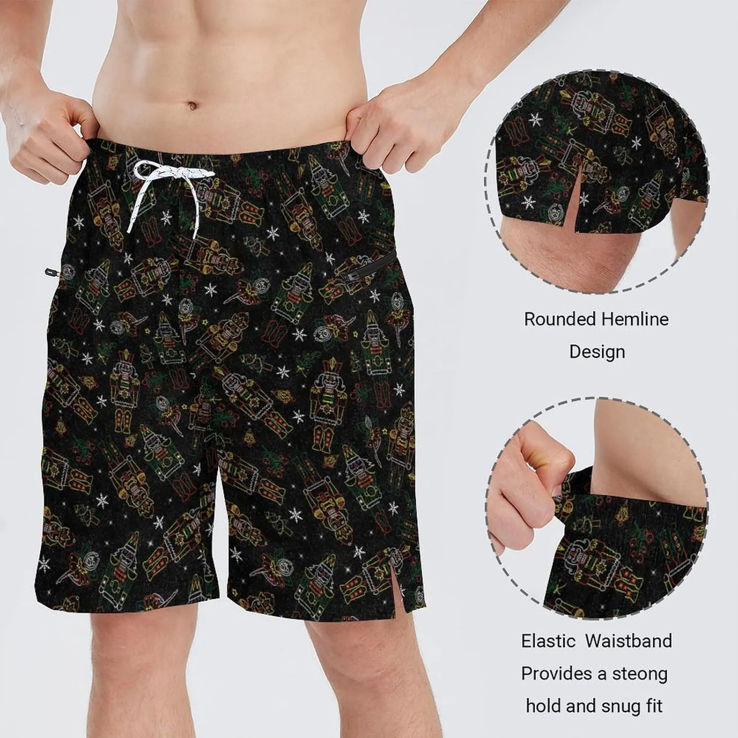 Men's Athletic Shorts with Liner 9" Pineapple Running Gym Shorts Quick Dry Casual Workout Shorts with Zipper Pockets