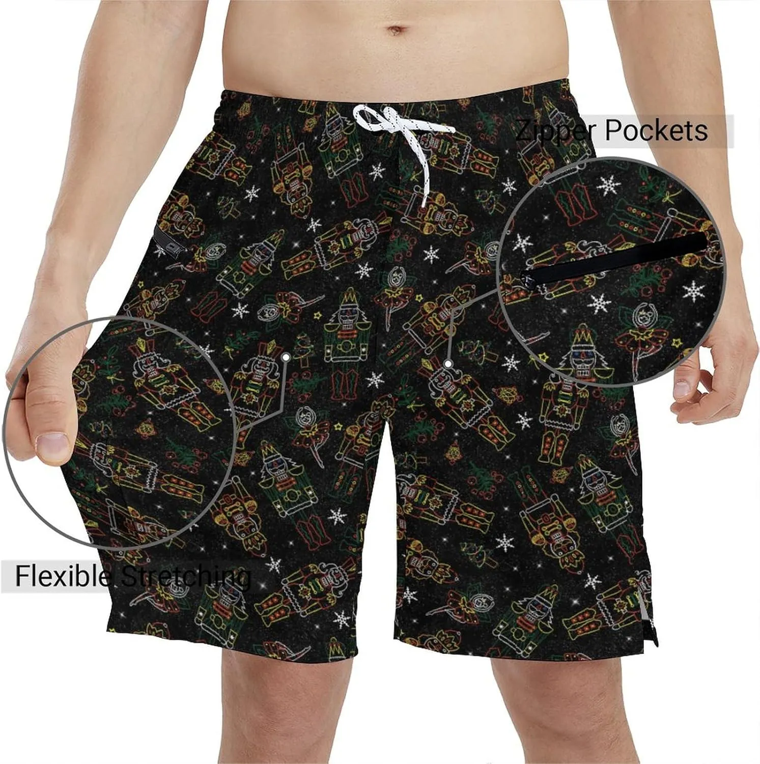 Men's Athletic Shorts with Liner 9" Pineapple Running Gym Shorts Quick Dry Casual Workout Shorts with Zipper Pockets
