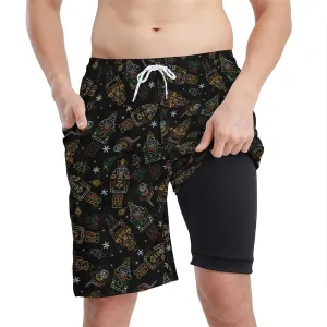 Men's Athletic Shorts with Liner 9" Pineapple Running Gym Shorts Quick Dry Casual Workout Shorts with Zipper Pockets