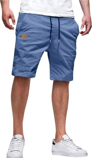 Men's Casual Shorts Drawstring Twill Chino Golf Shorts Elastic Waist Lightweight Summer Beach Stretch Trousers