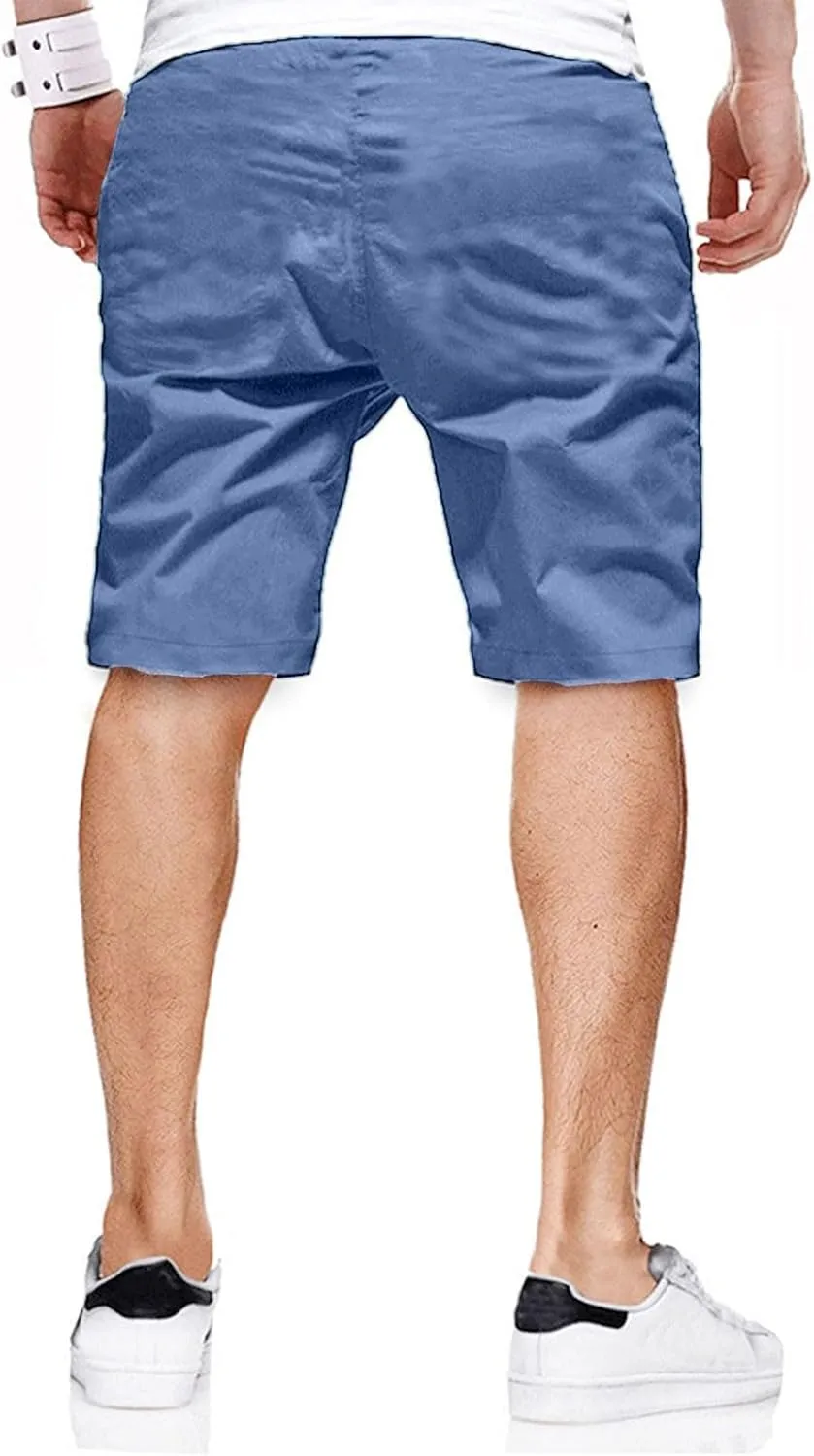 Men's Casual Shorts Drawstring Twill Chino Golf Shorts Elastic Waist Lightweight Summer Beach Stretch Trousers
