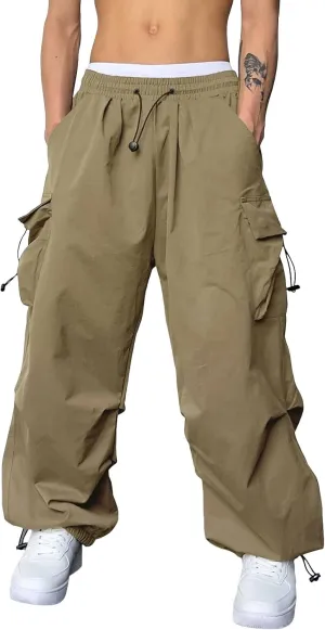 Mens Casual Waist Color Sports Hat Multi Woven Pocket Foot Rope Solid Pants Street Cargo Tie Mens Cargo Pants 1
