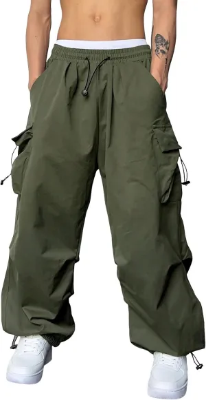 Mens Casual Waist Color Sports Hat Multi Woven Pocket Foot Rope Solid Pants Street Cargo Tie Mens Cargo Pants 1