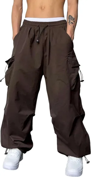 Mens Casual Waist Color Sports Hat Multi Woven Pocket Foot Rope Solid Pants Street Cargo Tie Mens Cargo Pants 1