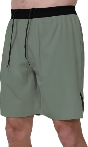 Mens Fitted Gym Shorts Running Stretch Quick Dry ShortsElastic High Waist Running Shorts Back Zipper Pocket