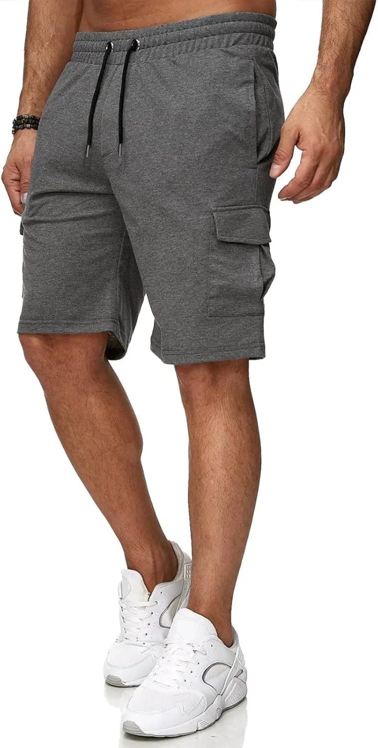 Mens Hiking Cargo Shorts Elastic Waist Short Pant Muscle Fit Bodybuilding Training Shorts Men Hiking Shorts