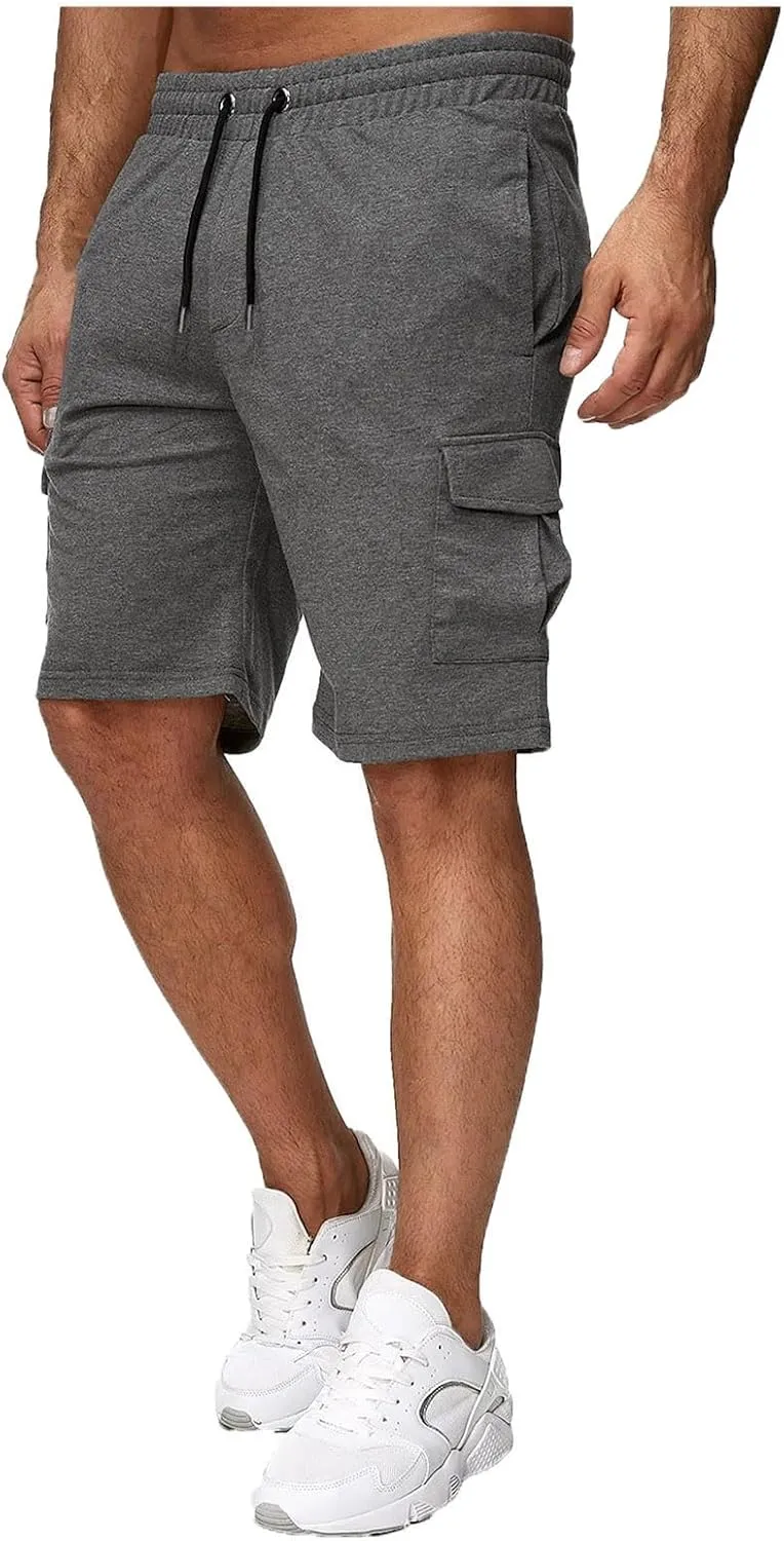 Mens Hiking Cargo Shorts Elastic Waist Short Pant Muscle Fit Bodybuilding Training Shorts Men Hiking Shorts