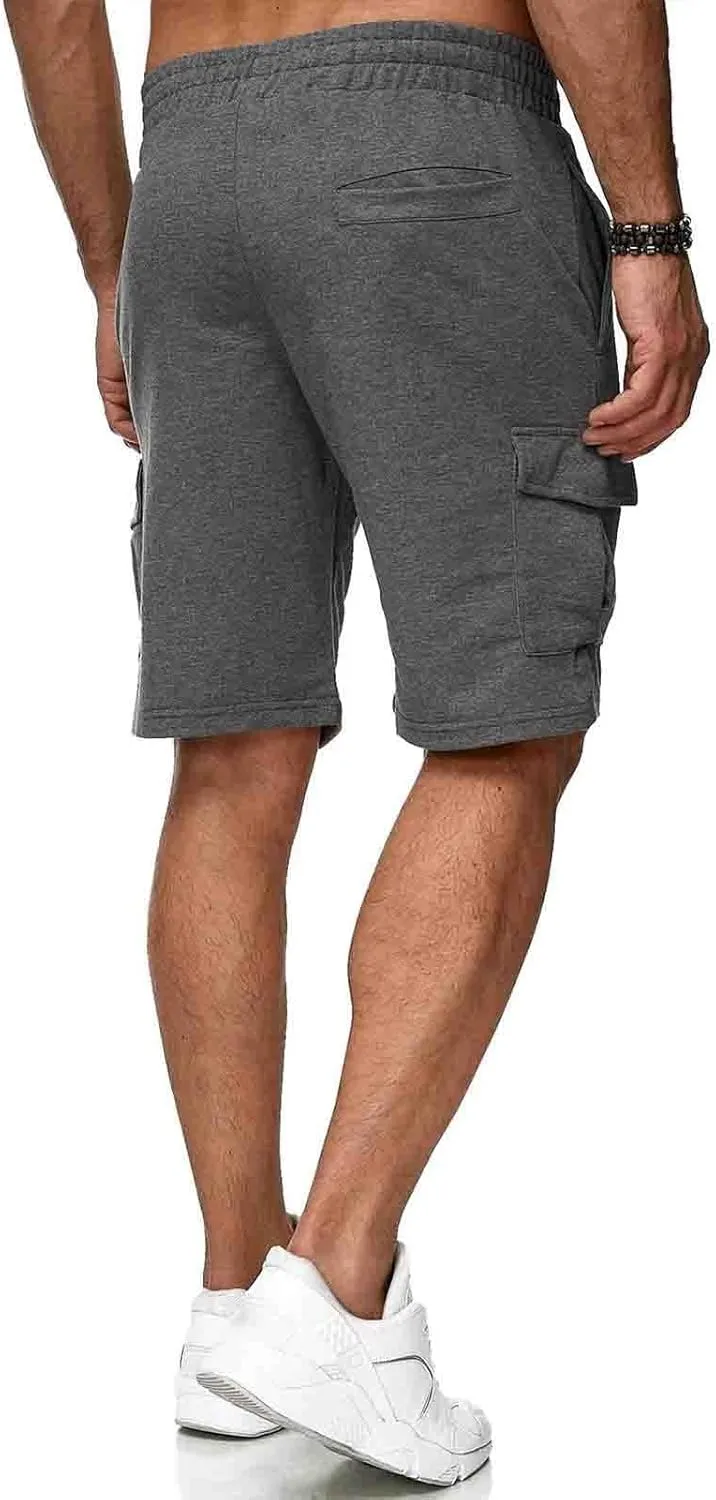 Mens Hiking Cargo Shorts Elastic Waist Short Pant Muscle Fit Bodybuilding Training Shorts Men Hiking Shorts