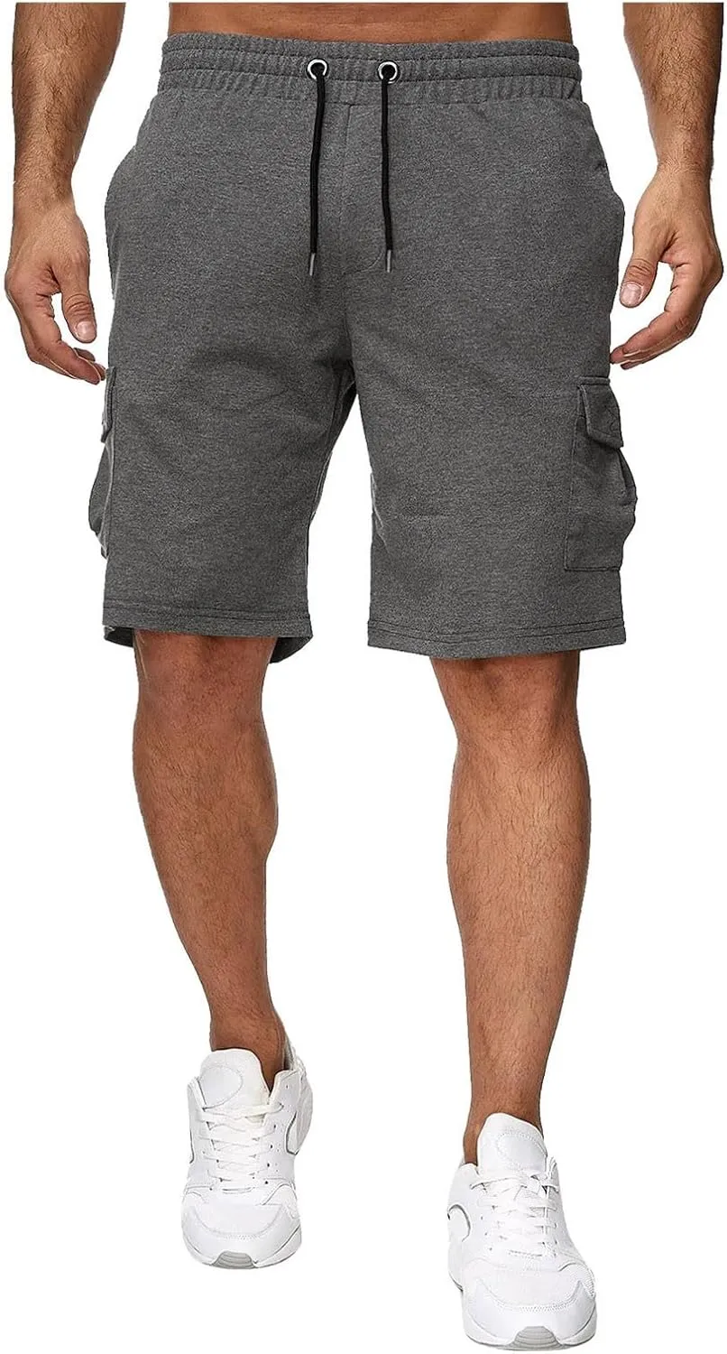 Mens Hiking Cargo Shorts Elastic Waist Short Pant Muscle Fit Bodybuilding Training Shorts Men Hiking Shorts