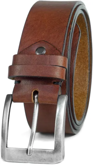 Men's Leather Belt - Handmade Belts for Men with Buckle, Full Grain Leather Belts, Casual & Dress & Reversible