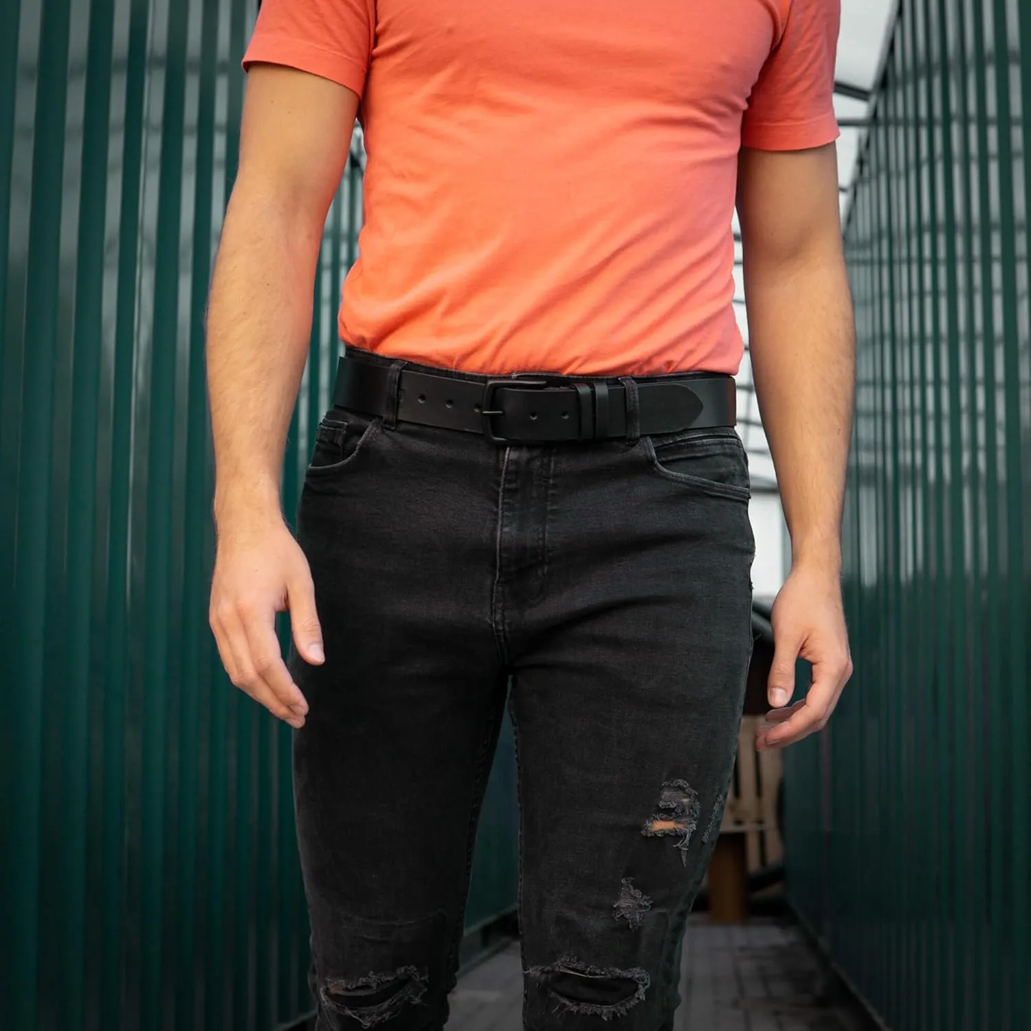 Men's Leather Belt - Handmade Belts for Men with Buckle, Full Grain Leather Belts, Casual & Dress & Reversible