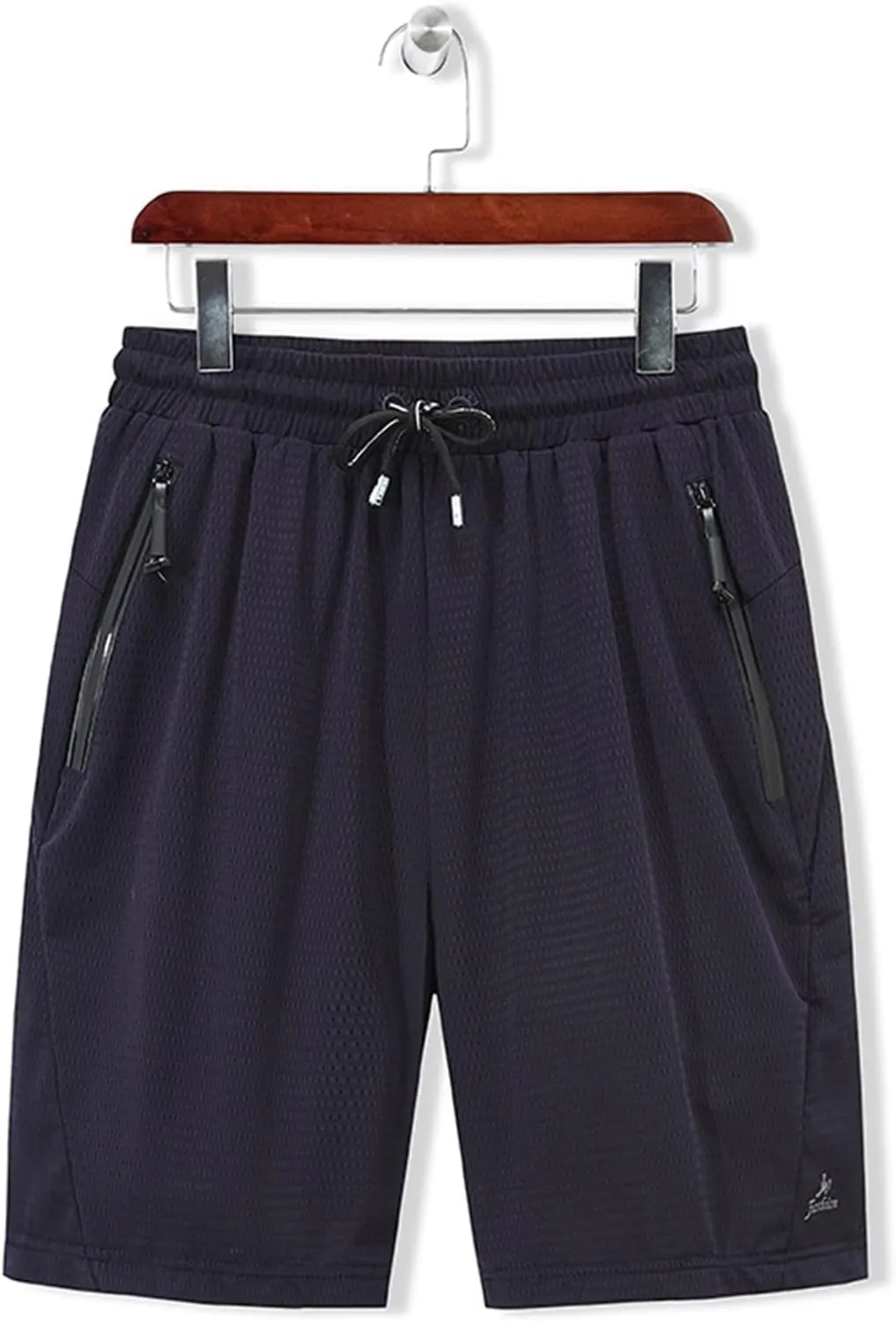 Men's Mesh Quick Dry Athletic Shorts with Zipper Pocket Elastic Waist Drawstring Breathable Gym Running Shorts