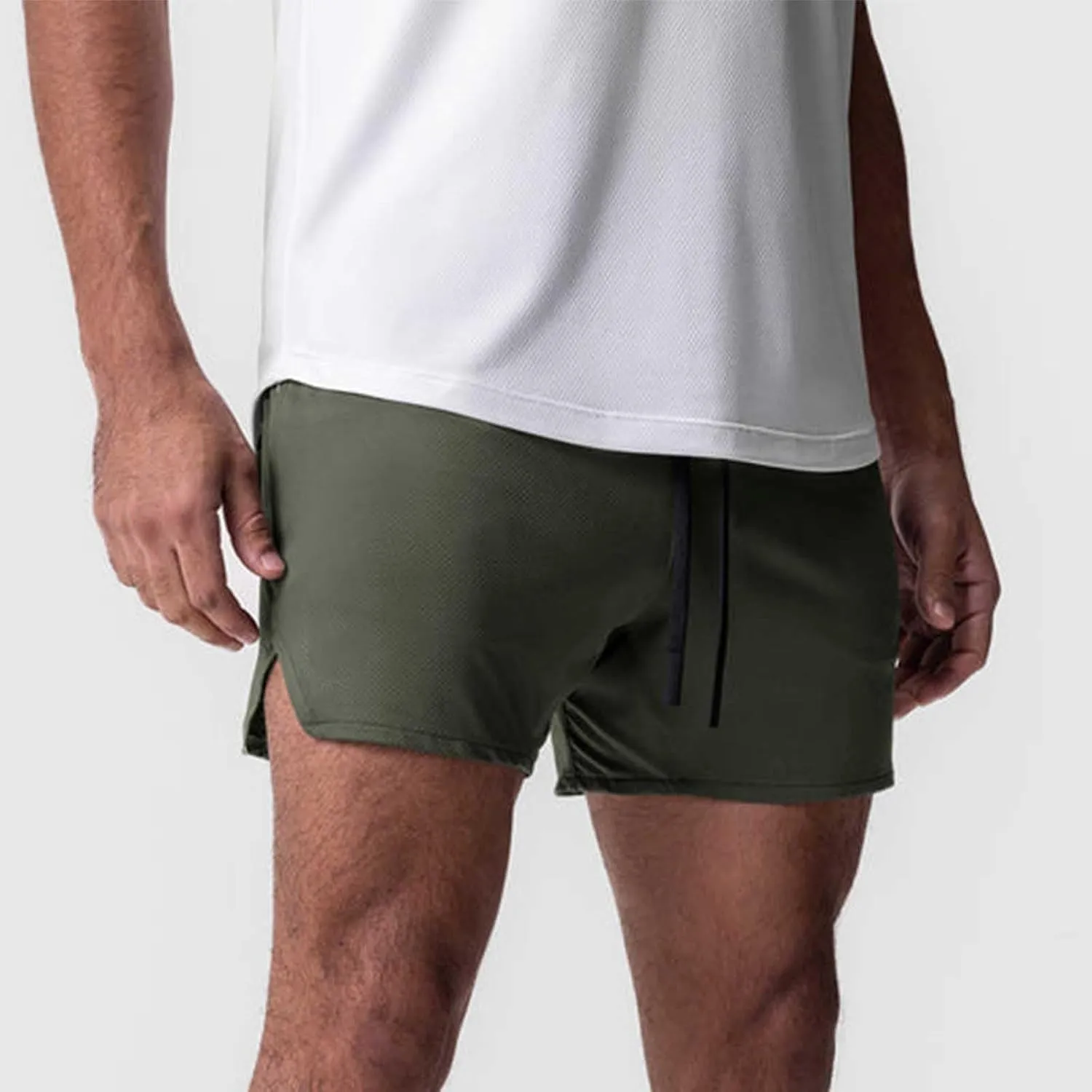 Mens Quick Dry Mesh Breathable Shorts, Drawstring Zipper Pockets Athletic Running Short, 3 Inch Workout Gym Shorts