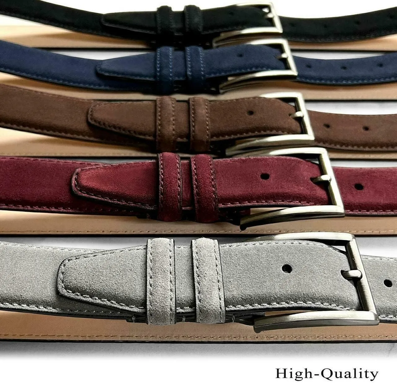 Men's Suede Leather Belt Genuine Leather Casual Dress Belt or Ratchet Belt Multi Color & Width Style