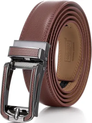 Mio Marino Mens Ratchet Belt with Open Linxx Leather Dress Belt Buckle, Enclosed in an Elegant Gift Box