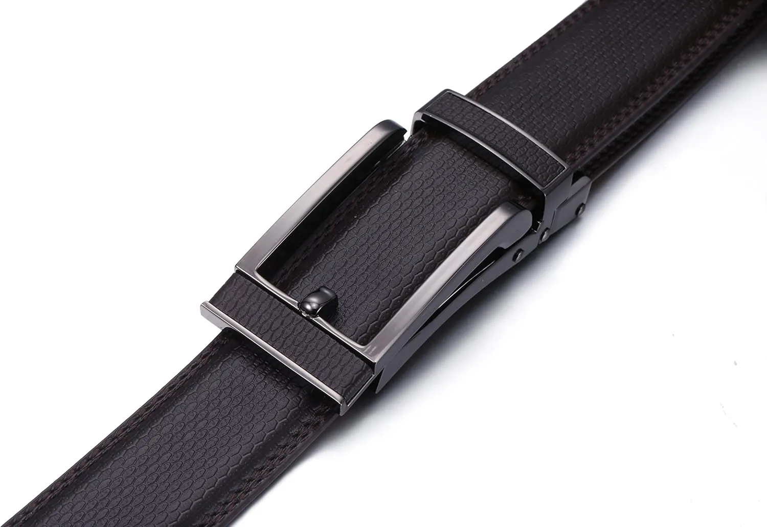 Mio Marino Mens Ratchet Belt with Open Linxx Leather Dress Belt Buckle, Enclosed in an Elegant Gift Box