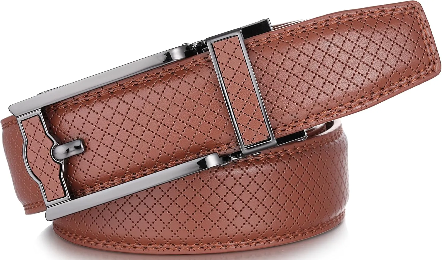 Mio Marino Mens Ratchet Belt with Open Linxx Leather Dress Belt Buckle, Enclosed in an Elegant Gift Box