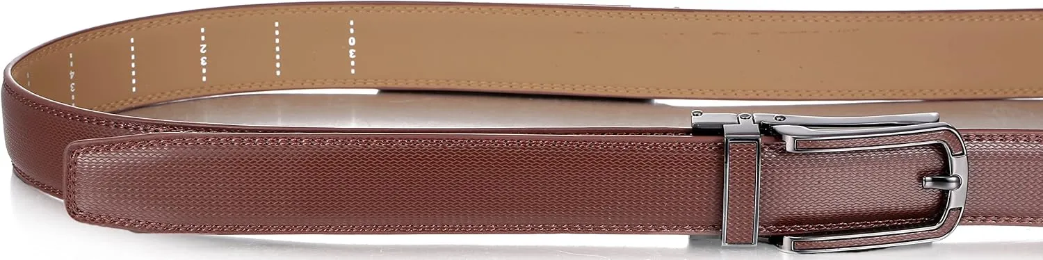 Mio Marino Mens Ratchet Belt with Open Linxx Leather Dress Belt Buckle, Enclosed in an Elegant Gift Box
