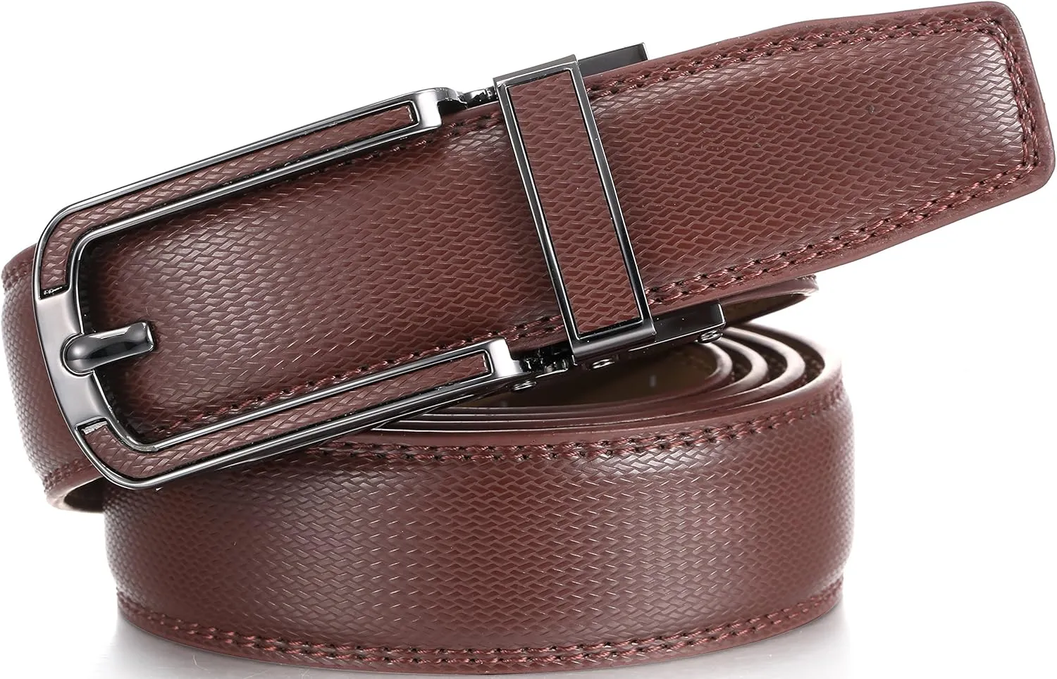 Mio Marino Mens Ratchet Belt with Open Linxx Leather Dress Belt Buckle, Enclosed in an Elegant Gift Box