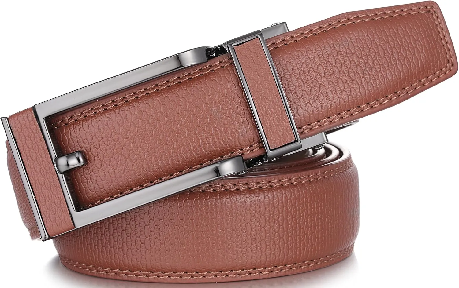 Mio Marino Mens Ratchet Belt with Open Linxx Leather Dress Belt Buckle, Enclosed in an Elegant Gift Box