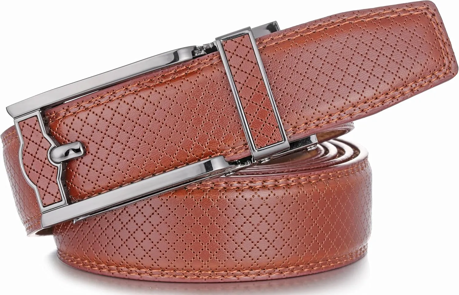 Mio Marino Mens Ratchet Belt with Open Linxx Leather Dress Belt Buckle, Enclosed in an Elegant Gift Box