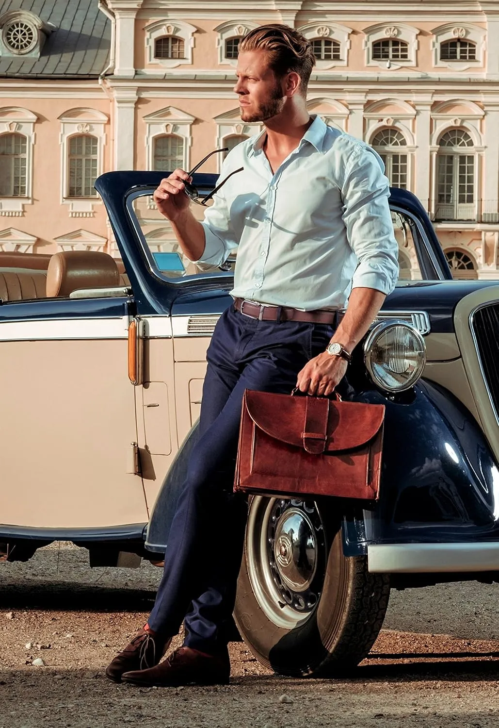 Mio Marino Mens Ratchet Belt with Open Linxx Leather Dress Belt Buckle, Enclosed in an Elegant Gift Box