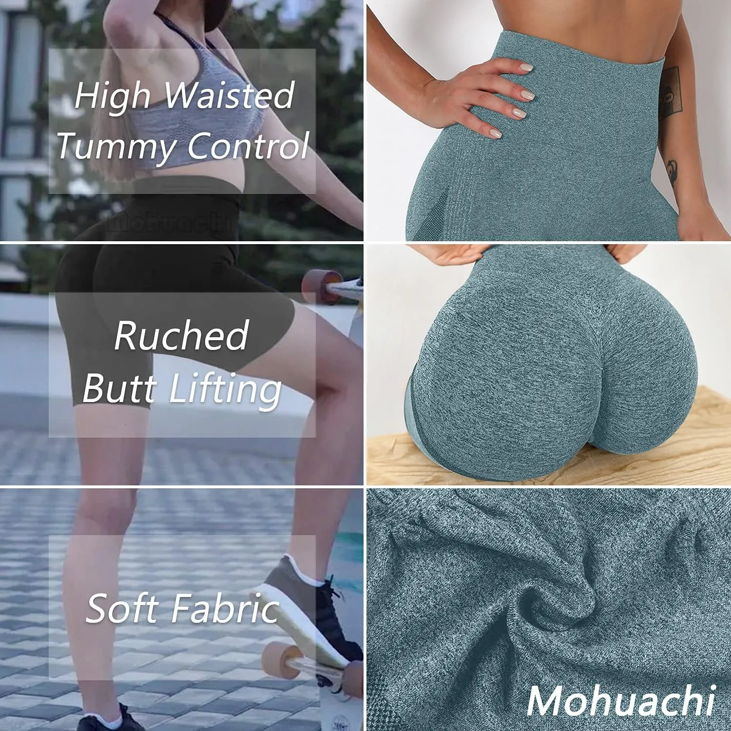 MOHUACHI Butt Lifting Shorts for Women High Waist Workout Biker Shorts Scrunch Booty Yoga Shorts TIK Tok Gym Leggings