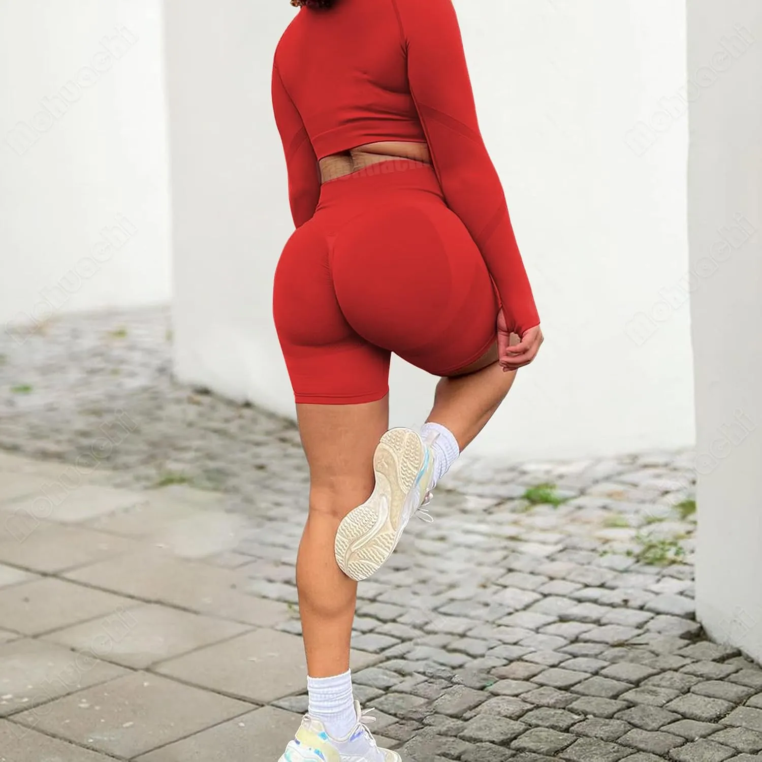 MOHUACHI Butt Lifting Shorts for Women High Waist Workout Biker Shorts Scrunch Booty Yoga Shorts TIK Tok Gym Leggings