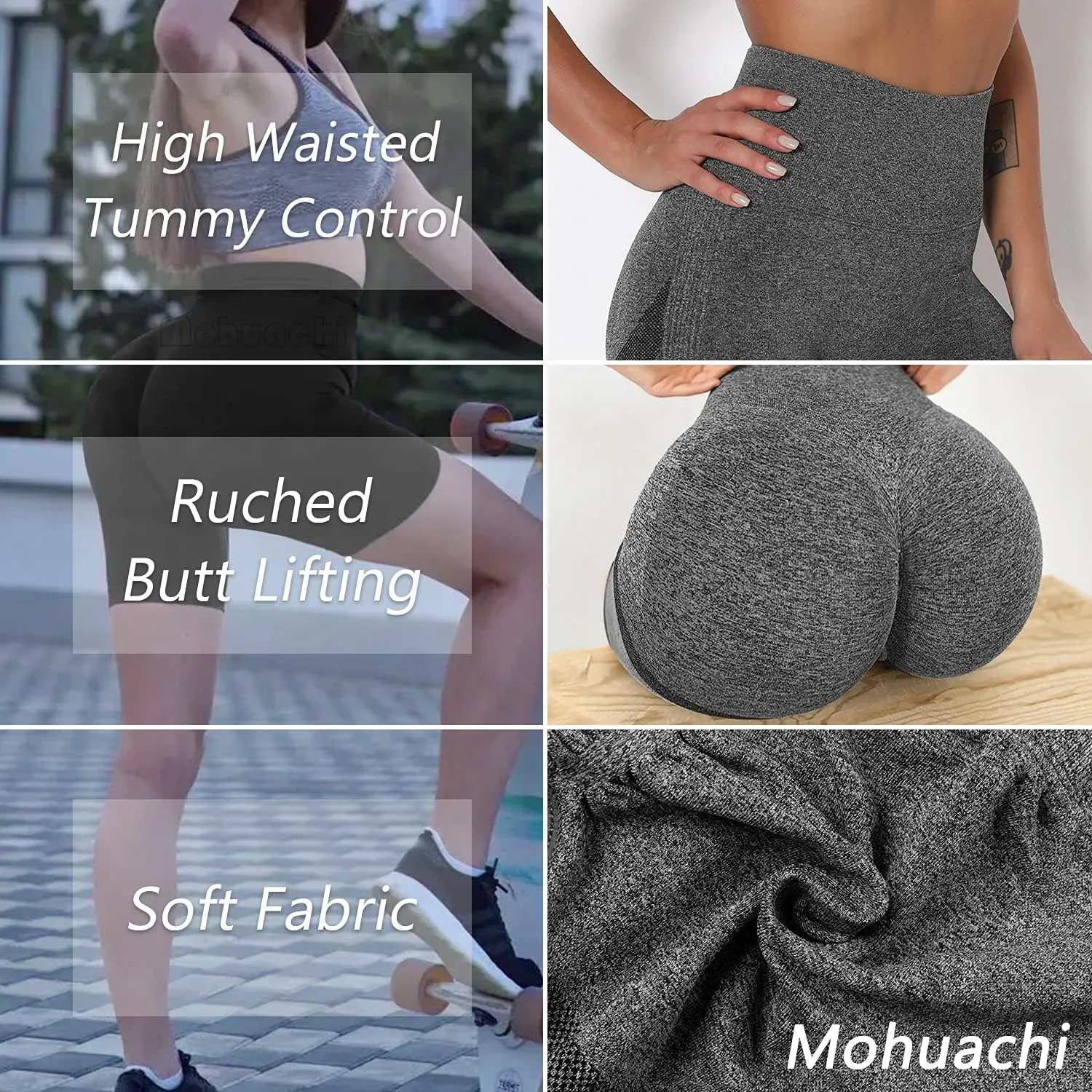 MOHUACHI Butt Lifting Shorts for Women High Waist Workout Biker Shorts Scrunch Booty Yoga Shorts TIK Tok Gym Leggings