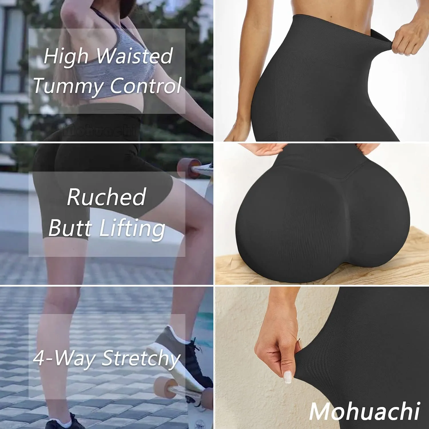 MOHUACHI Butt Lifting Shorts for Women High Waist Workout Biker Shorts Scrunch Booty Yoga Shorts TIK Tok Gym Leggings