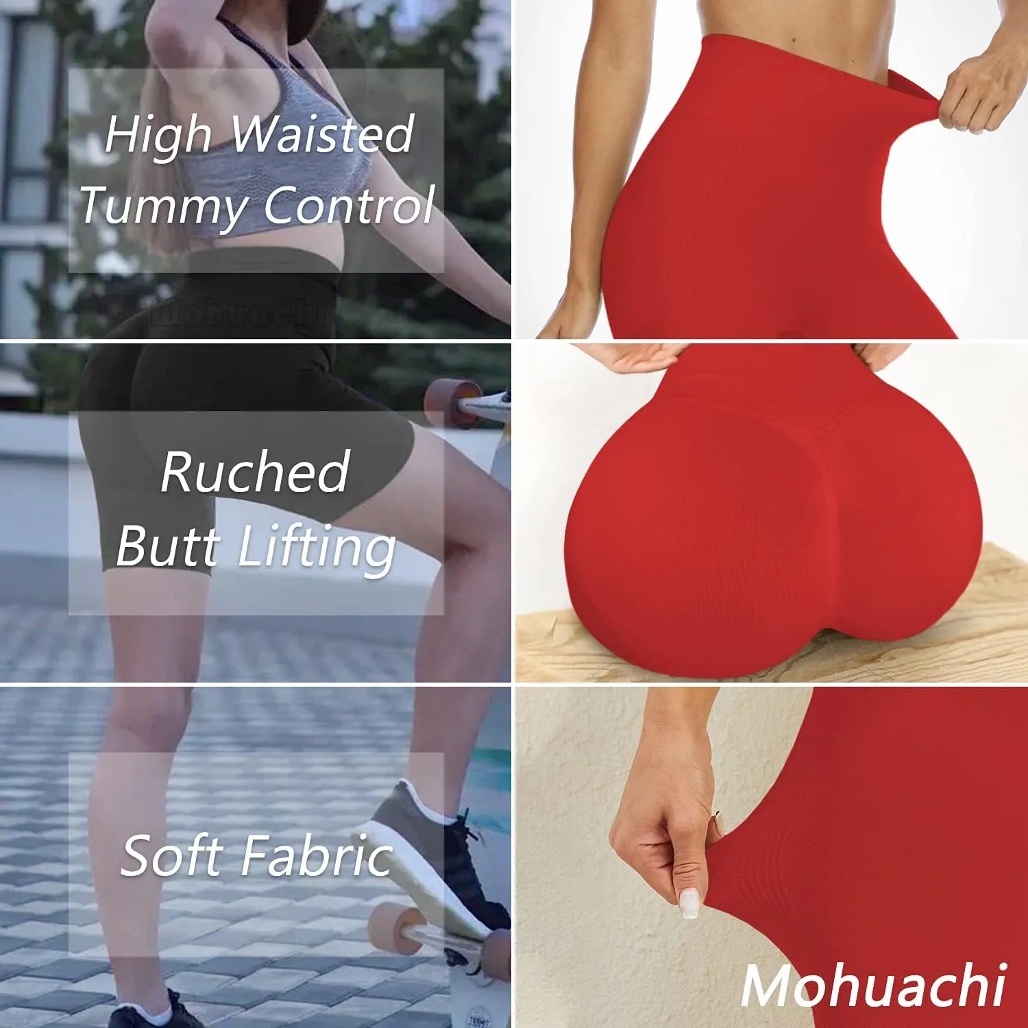 MOHUACHI Butt Lifting Shorts for Women High Waist Workout Biker Shorts Scrunch Booty Yoga Shorts TIK Tok Gym Leggings