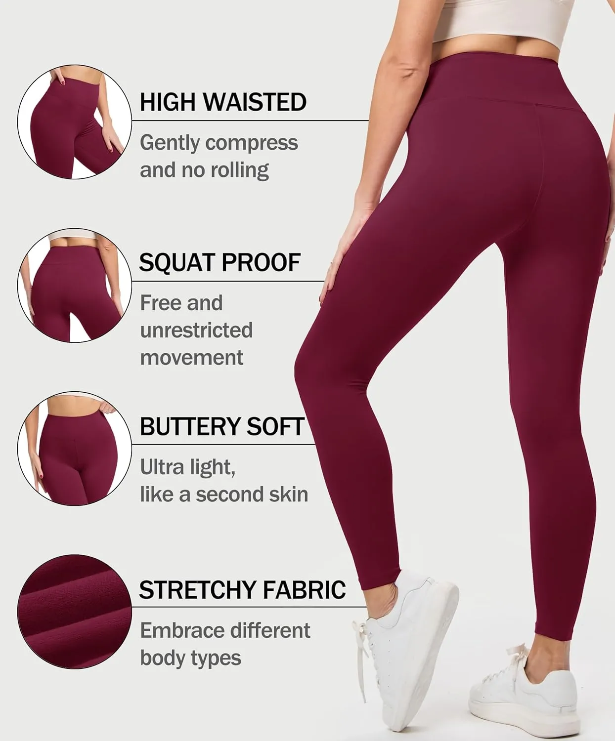 Natural Feelings Buttercloud 3 Pack Leggings for Women-High Waisted Buttery Soft Yoga Pants Lounge Everyday Wear