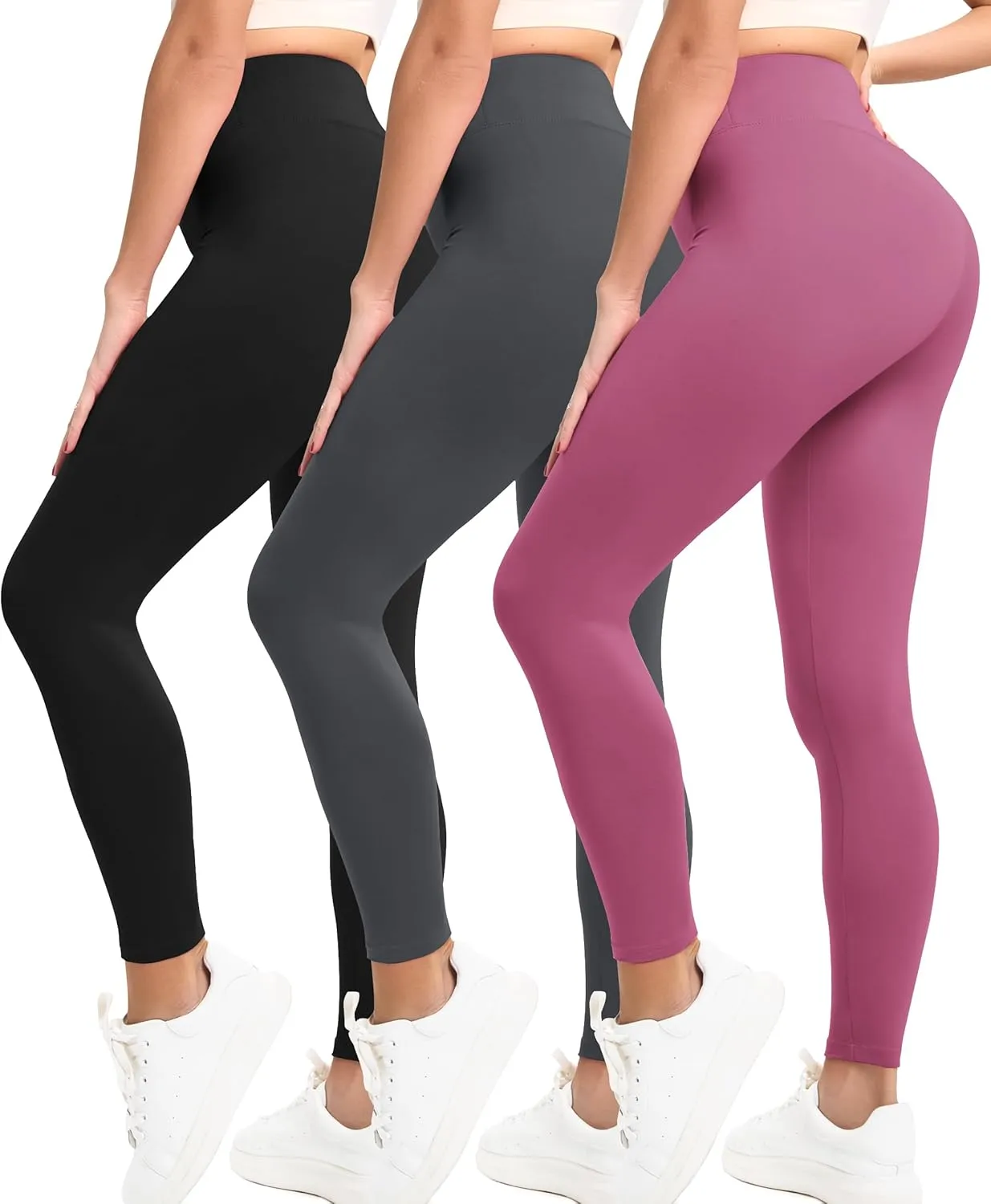 Natural Feelings Buttercloud 3 Pack Leggings for Women-High Waisted Buttery Soft Yoga Pants Lounge Everyday Wear