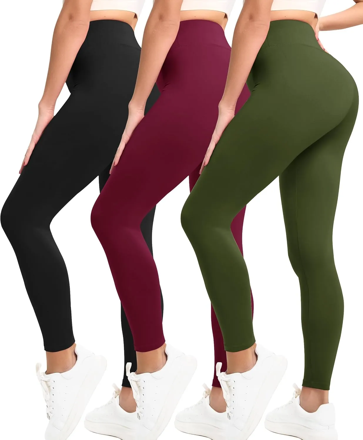 Natural Feelings Buttercloud 3 Pack Leggings for Women-High Waisted Buttery Soft Yoga Pants Lounge Everyday Wear
