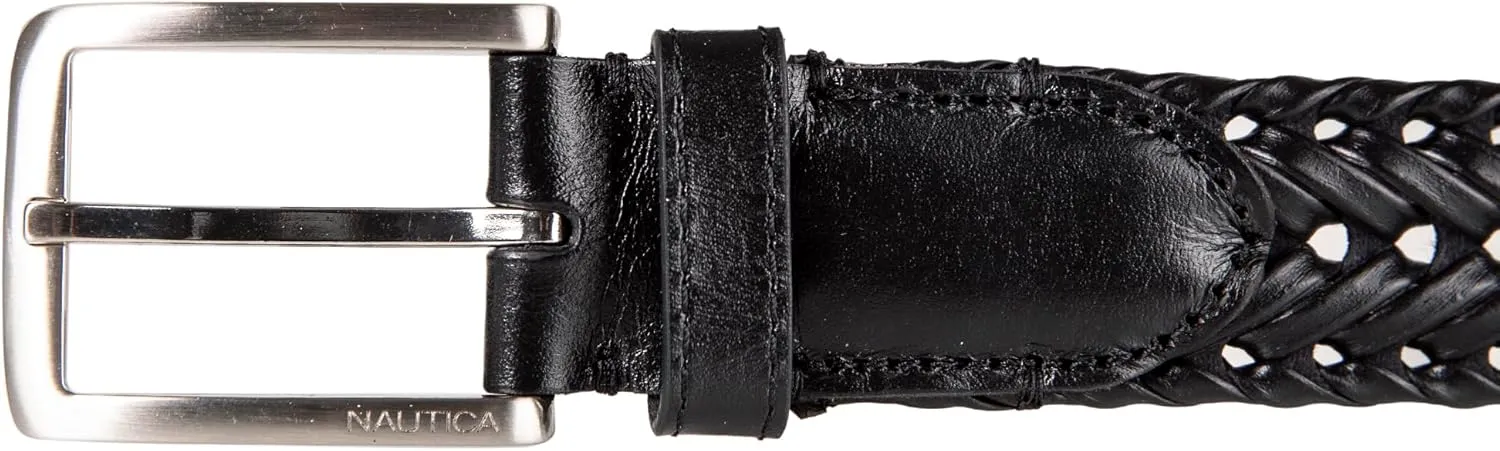 Nautica Men's Casual and Dress Leather Belt with Metal Buckle