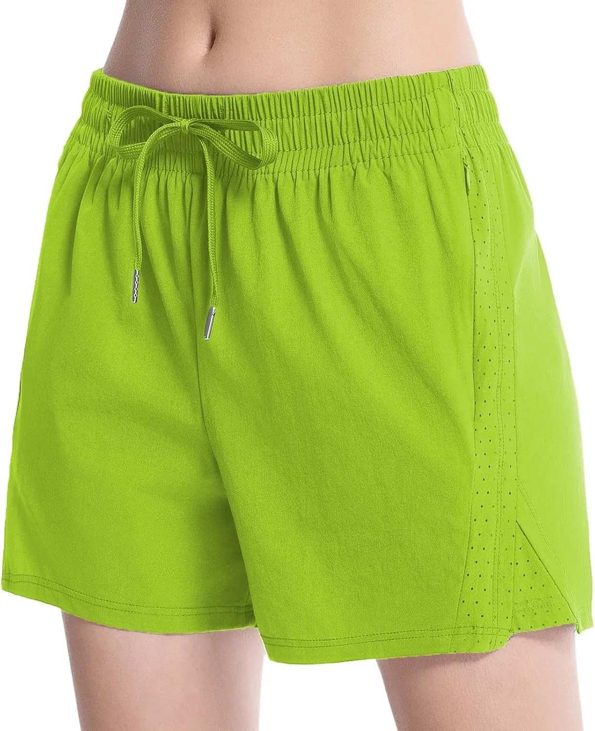 NEXSONIC Womens Athletic Shorts High Waist 4 Inch Running Shorts with Linear Quick Dry Workout Active Gym Hiking Shorts