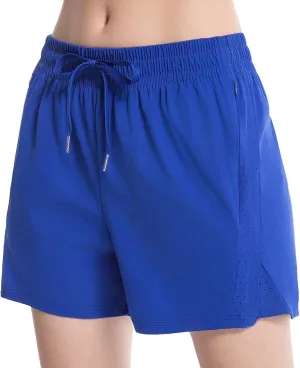 NEXSONIC Womens Athletic Shorts High Waist 4 Inch Running Shorts with Linear Quick Dry Workout Active Gym Hiking Shorts