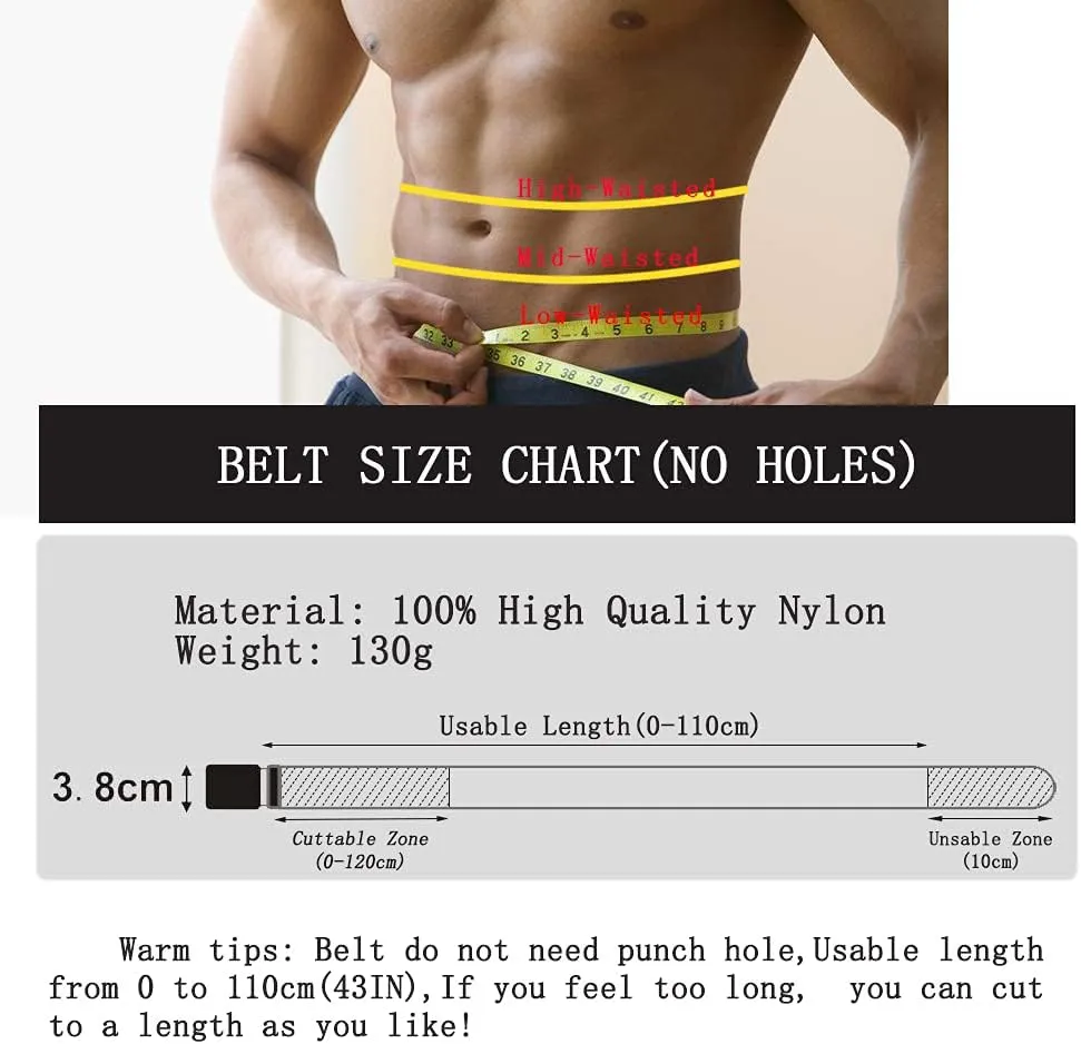 Nickel Free Belt for Men Non Metal Tsa Approved Airport Security Friendly Plastic Belt 1.5'' Wide