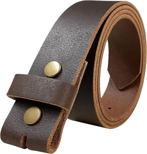 One Piece Full Grain Buffalo Leather Replacement Belt Strap 1-1/2" wide, Big and Tall Size Up to 60"