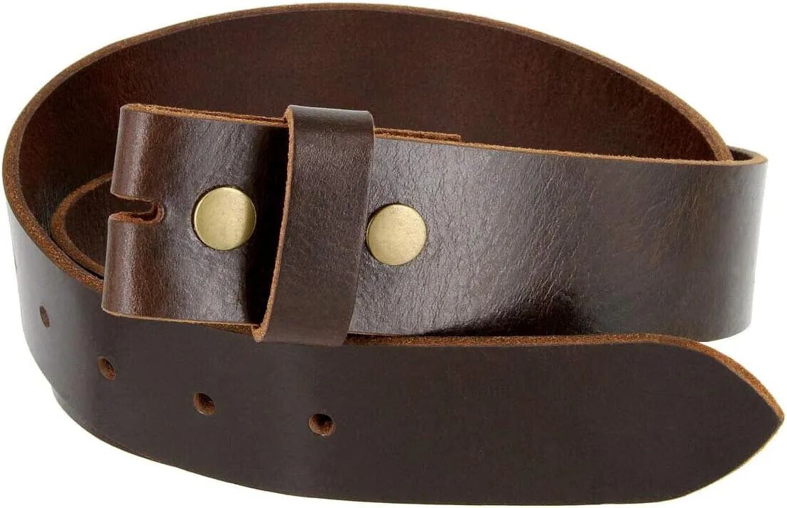 One Piece Full Grain Buffalo Leather Replacement Belt Strap 1-1/2" wide, Big and Tall Size Up to 60"