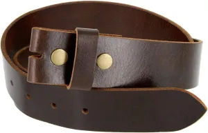 One Piece Full Grain Buffalo Leather Replacement Belt Strap 1-1/2" wide, Big and Tall Size Up to 60"